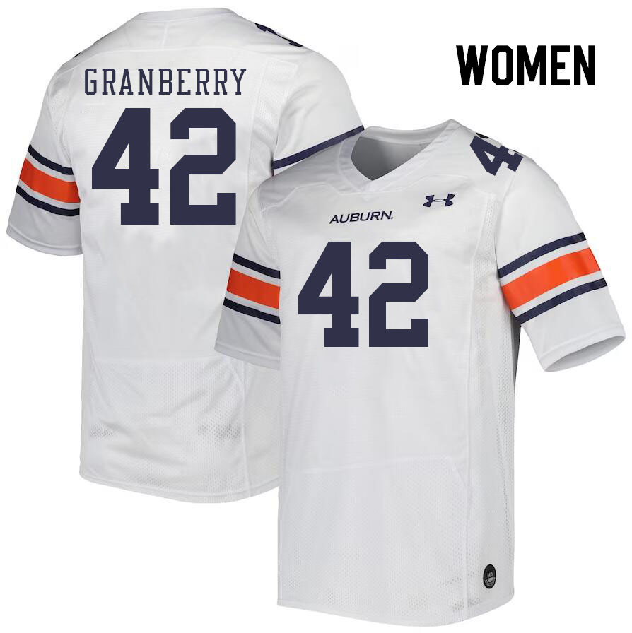 Women #42 Coleman Granberry Auburn Tigers College Football Jerseys Stitched Sale-White